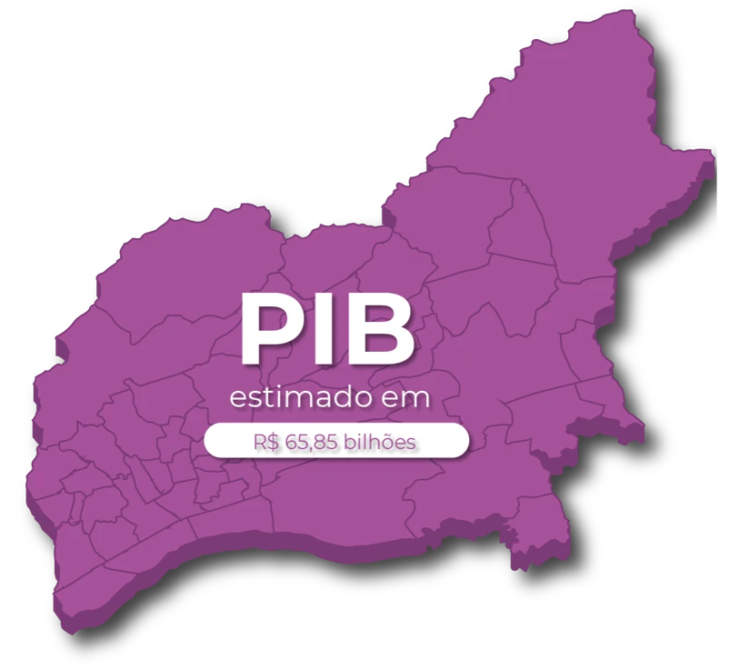 Mapa de Guarulhos – PIB estimado em R$ 65,85 bilhões